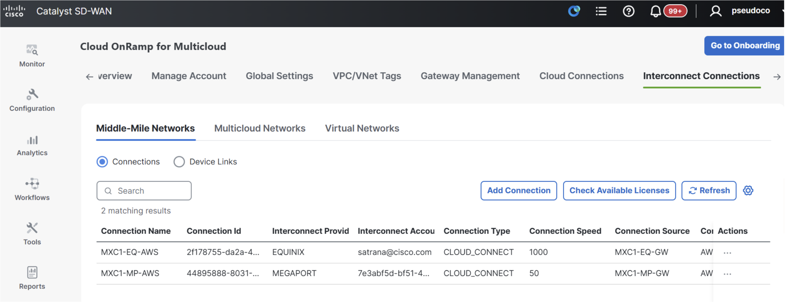 Megaport Config