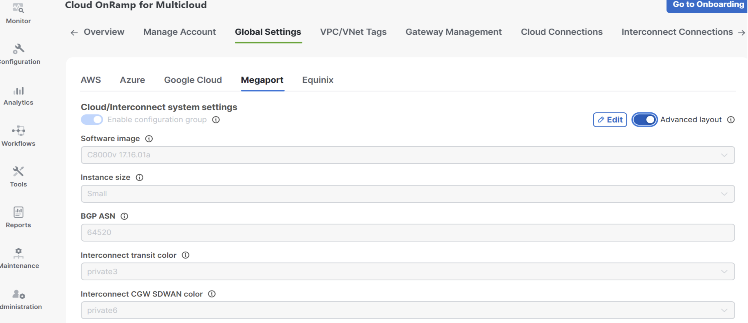 Megaport Config