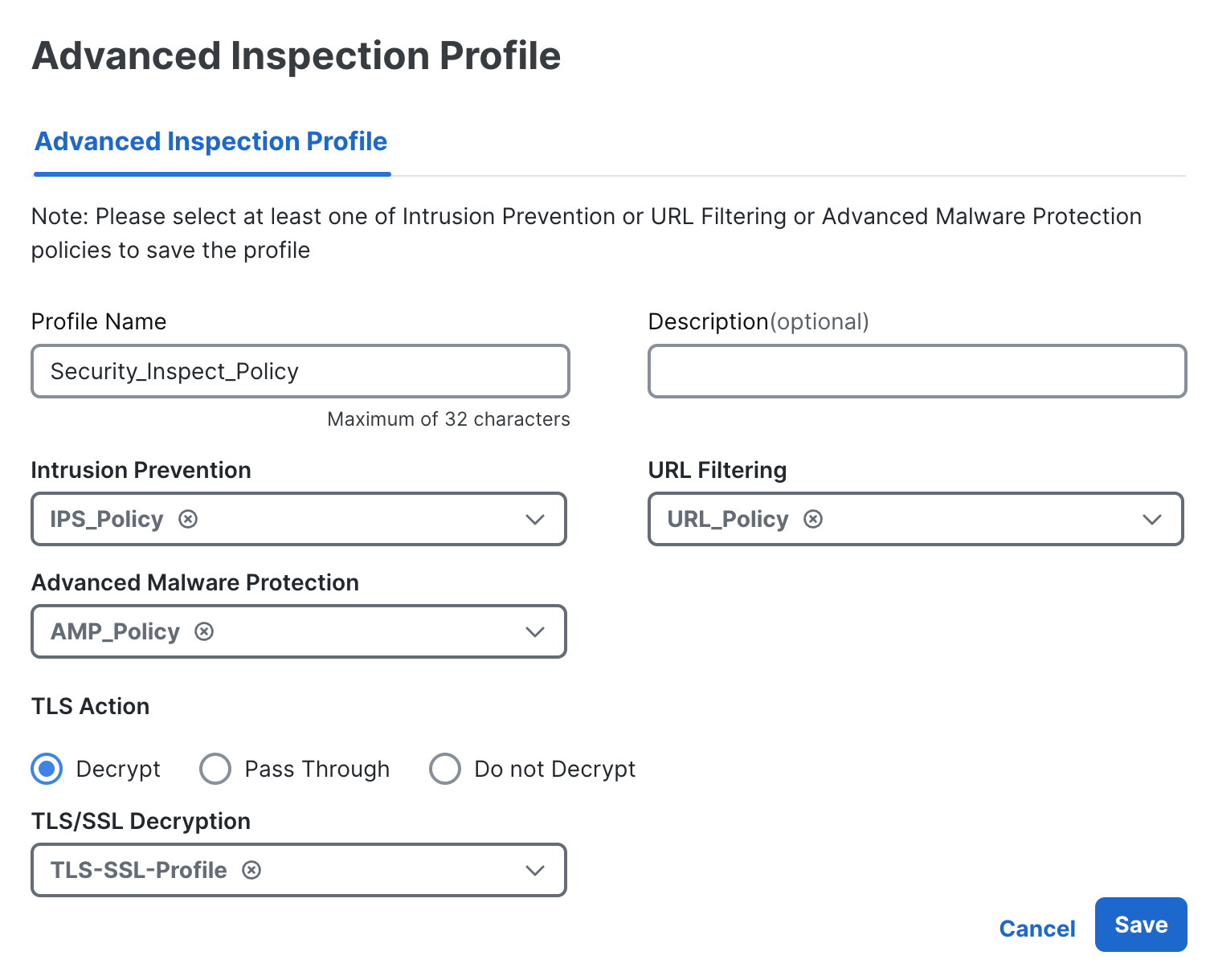 Advanced Inspect Profile Detail