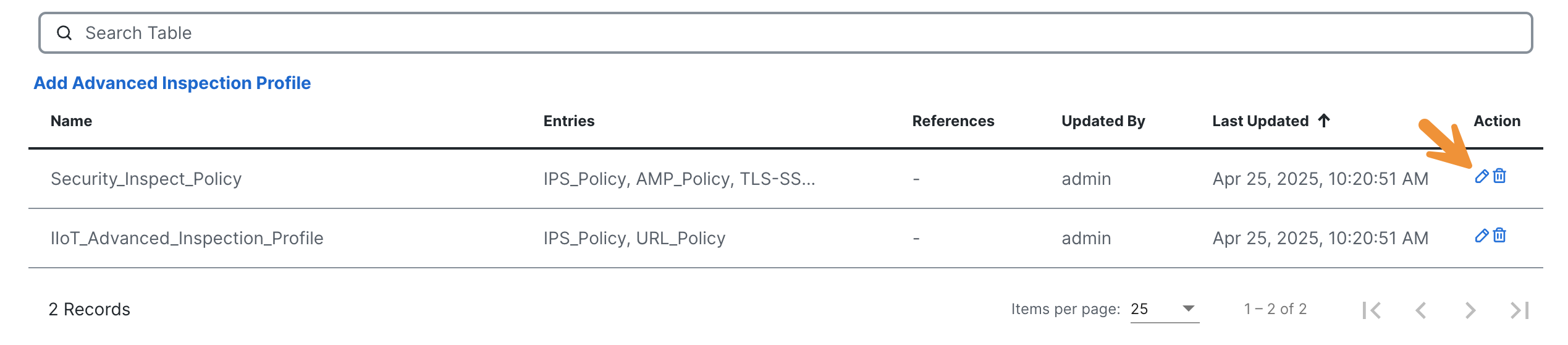 Advanced Inspect Profile