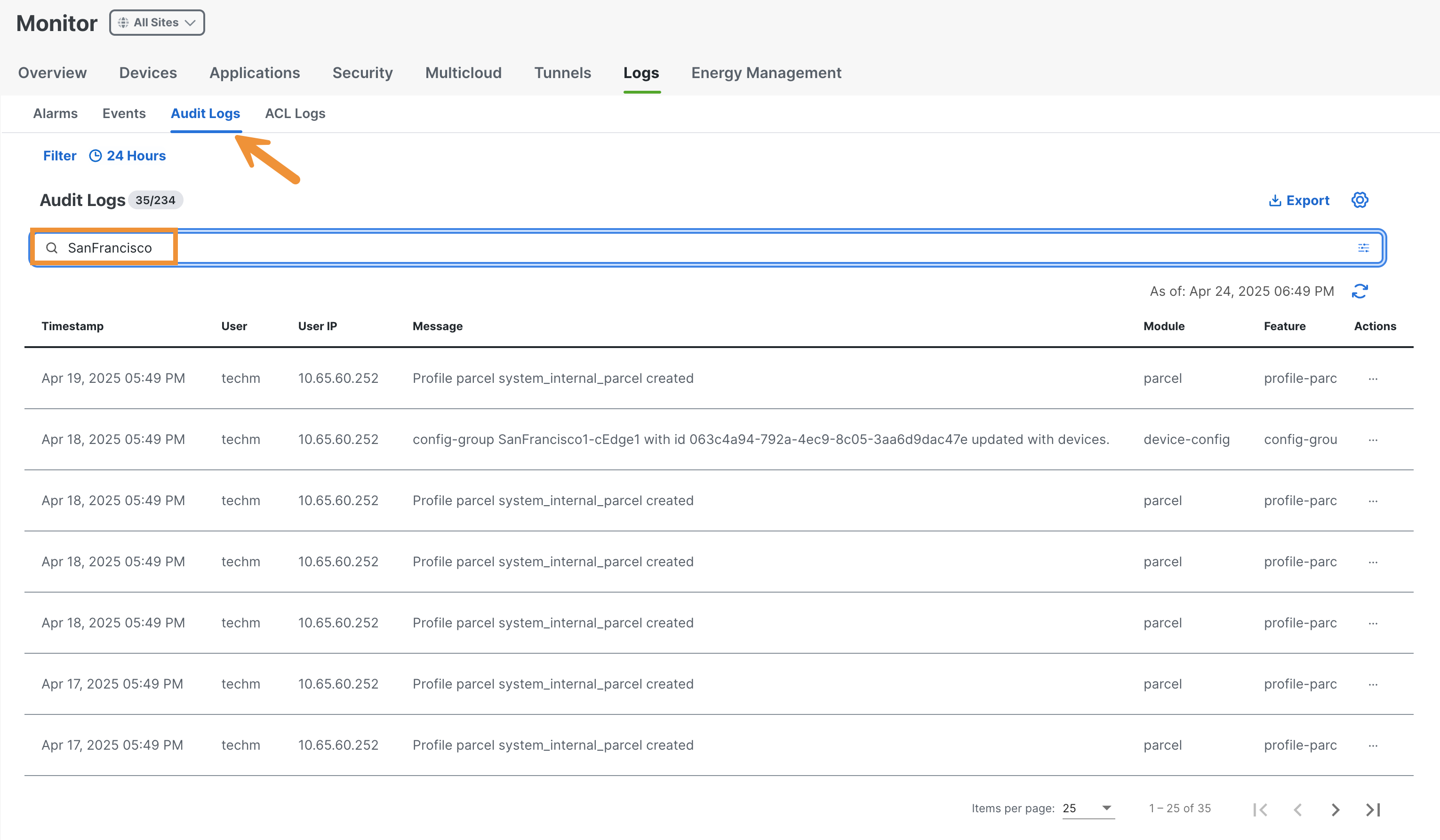 Audit logs- SFO