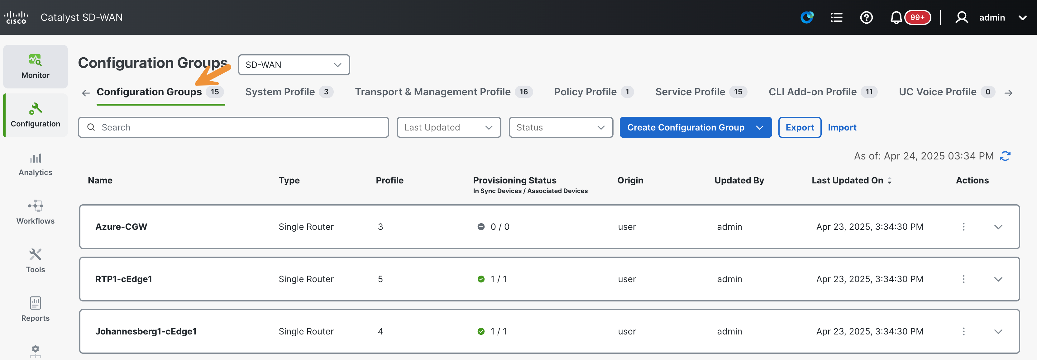 Config group SD-WAN