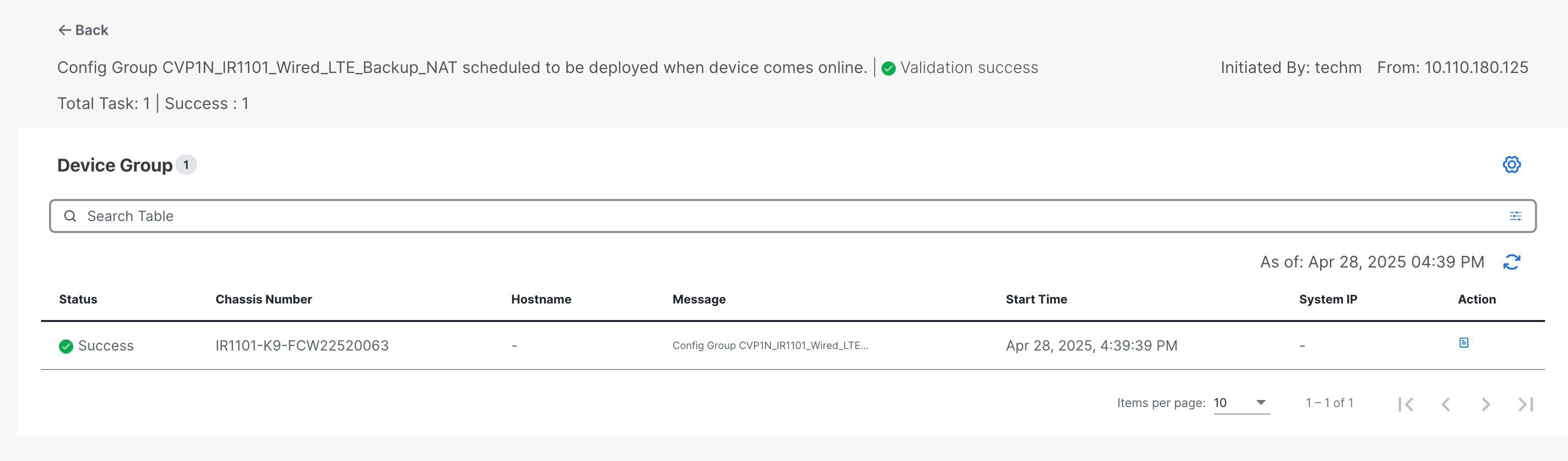 IR1101 view deployment status OK