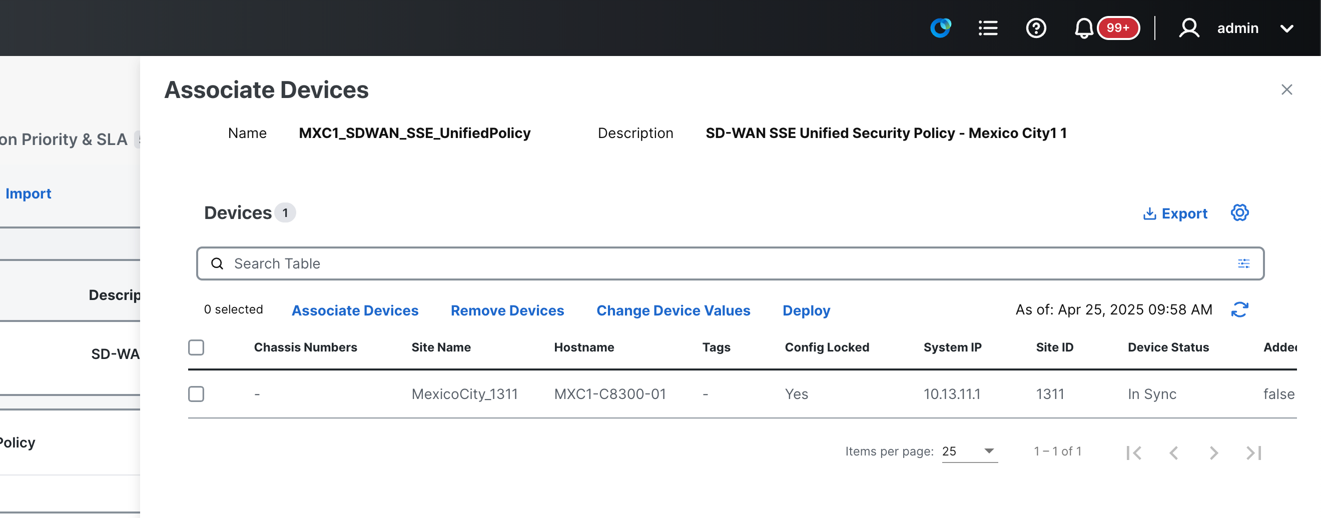 Policy Group SD-WAN Security Associated Device