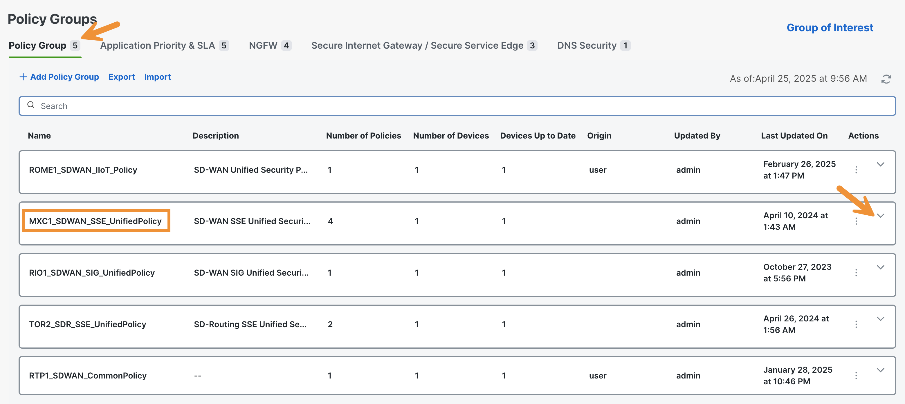 Policy Group SD-WAN Security