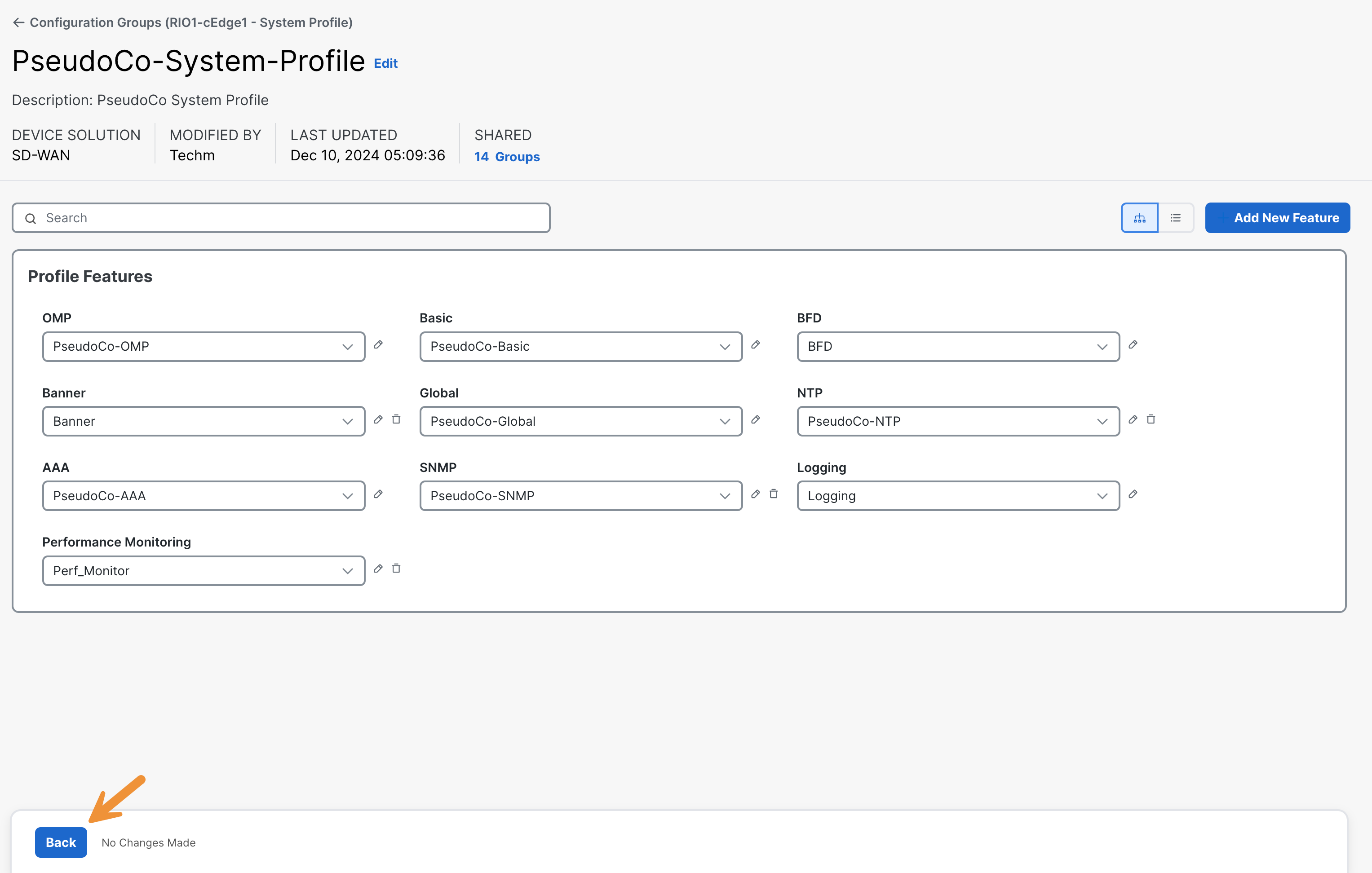 System profile back