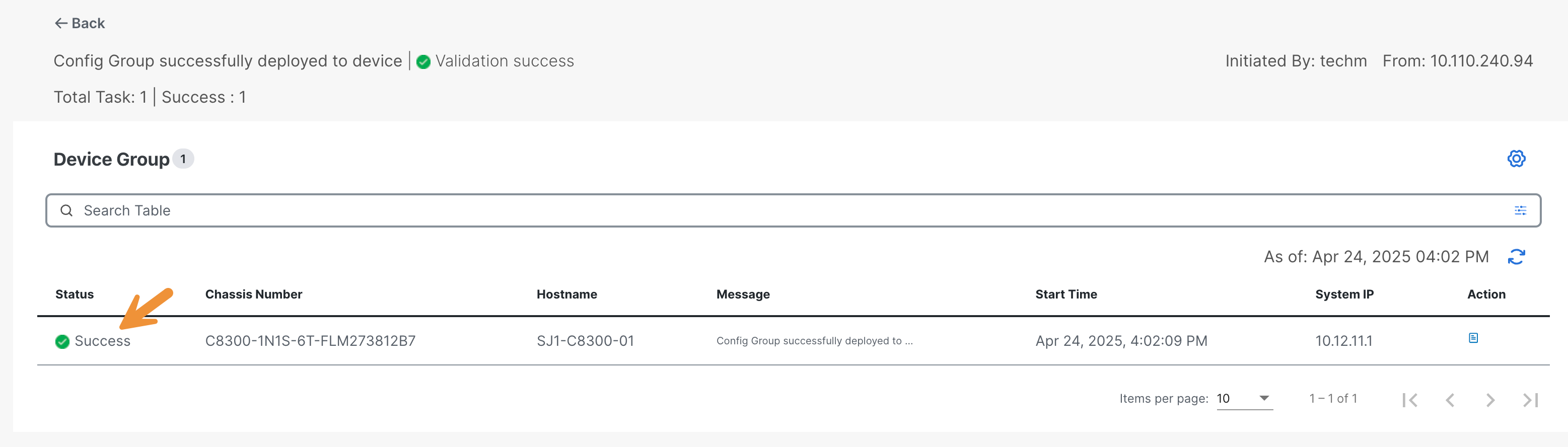 View Deployment Status SJC - success