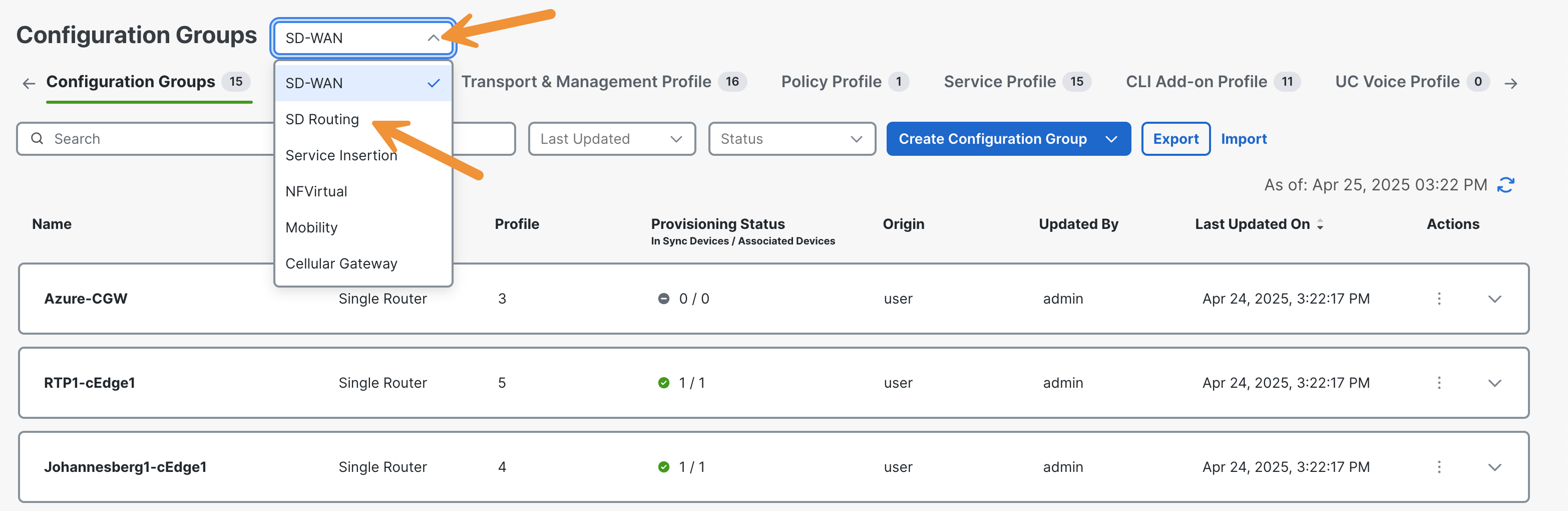 Config group SD-Routing